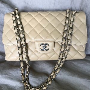 Chanel Caviar Jumbo Double Flap Beige Clair